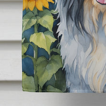 Load image into Gallery viewer, Bearded Collie in Sunflowers House Flag