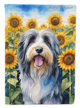 Load image into Gallery viewer, Bearded Collie in Sunflowers House Flag