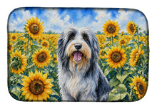 Load image into Gallery viewer, Bearded Collie in Sunflowers Dish Drying Mat Absorbent Dish Drying Mat Pad for Kitchen Counter Dish Drainer Mat for Countertop, 14 x 21", Multicolor