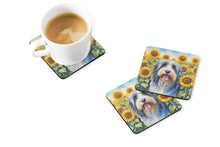 Load image into Gallery viewer, Bearded Collie in Sunflowers Coasters - Set of 4 Lightweight Foam, Absorbent Drink Coasters