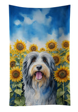 Load image into Gallery viewer, Bearded Collie in Sunflowers Kitchen Towel