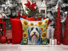 Load image into Gallery viewer, Bearded Collie in Sunflowers Throw Pillow - 14x14 Decorative Pillow – Art for Your Home &amp; Patio