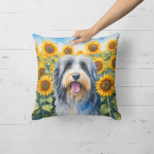 Load image into Gallery viewer, Bearded Collie in Sunflowers Throw Pillow