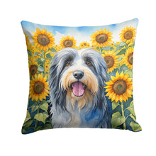 Load image into Gallery viewer, Bearded Collie in Sunflowers Throw Pillow