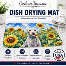Load image into Gallery viewer, Bedlington Terrier in Sunflowers Dish Drying Mat Absorbent Dish Drying Mat Pad for Kitchen Counter Dish Drainer Mat for Countertop, 14 x 21", Multicolor