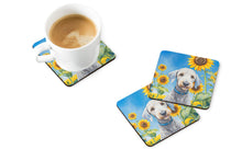 Load image into Gallery viewer, Bedlington Terrier in Sunflowers Coasters - Set of 4 Lightweight Foam, Absorbent Drink Coasters