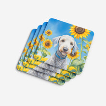 Load image into Gallery viewer, Bedlington Terrier in Sunflowers Coasters - Set of 4 Lightweight Foam, Absorbent Drink Coasters