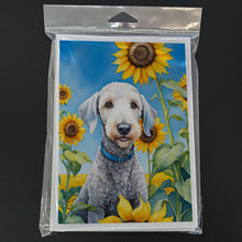 Load image into Gallery viewer, Bedlington Terrier in Sunflowers Greeting Cards - Blank Note Cards – 8-Pack of Artist-Designed Cards with Envelopes