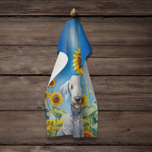 Load image into Gallery viewer, Bedlington Terrier in Sunflowers Kitchen Towel