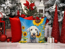 Load image into Gallery viewer, Bedlington Terrier in Sunflowers Throw Pillow - 14x14 Decorative Pillow – Art for Your Home &amp; Patio