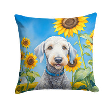 Load image into Gallery viewer, Bedlington Terrier in Sunflowers Throw Pillow - 14x14 Decorative Pillow – Art for Your Home &amp; Patio