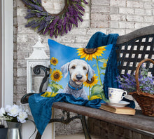 Load image into Gallery viewer, Bedlington Terrier in Sunflowers Throw Pillow