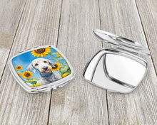 Load image into Gallery viewer, Bedlington Terrier in Sunflowers Compact Mirror – Stylish Purse Mirror with Artistic Covers