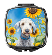 Load image into Gallery viewer, Bedlington Terrier in Sunflowers Compact Mirror – Stylish Purse Mirror with Artistic Covers