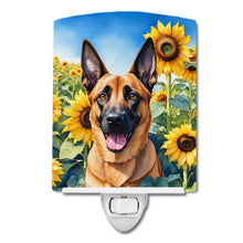 Load image into Gallery viewer, Belgian Malinois in Sunflowers Ceramic Night Light