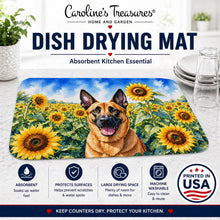 Load image into Gallery viewer, Belgian Malinois in Sunflowers Dish Drying Mat Absorbent Dish Drying Mat Pad for Kitchen Counter Dish Drainer Mat for Countertop, 14 x 21", Multicolor
