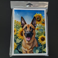 Load image into Gallery viewer, Belgian Malinois in Sunflowers Greeting Cards - Blank Note Cards – 8-Pack of Artist-Designed Cards with Envelopes