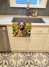Load image into Gallery viewer, Belgian Malinois in Sunflowers Kitchen Towel