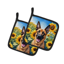Load image into Gallery viewer, Belgian Malinois in Sunflowers Pot Holders - Set of 2 Decorative Kitchen Helpers | Made in the USA