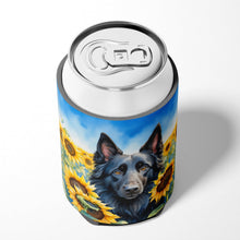 Load image into Gallery viewer, Belgian Sheepdog in Sunflowers Can or Bottle Hugger