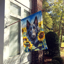 Load image into Gallery viewer, Belgian Sheepdog in Sunflowers House Flag