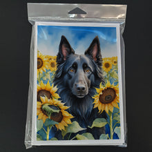 Load image into Gallery viewer, Belgian Sheepdog in Sunflowers Greeting Cards - Blank Note Cards – 8-Pack of Artist-Designed Cards with Envelopes