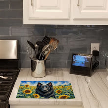 Load image into Gallery viewer, Belgian Sheepdog in Sunflowers Cutting Board Tempered Glass Kitchen Cutting Surface, Heat Resistant Chopping Board with Non-Slip Feet, Decorative Food Prep &amp; Serving