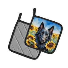 Load image into Gallery viewer, Belgian Sheepdog in Sunflowers Pot Holders - Set of 2 Decorative Kitchen Helpers | Made in the USA