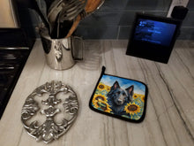 Load image into Gallery viewer, Belgian Sheepdog in Sunflowers Pot Holders - Set of 2 Decorative Kitchen Helpers | Made in the USA