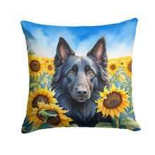 Load image into Gallery viewer, Belgian Sheepdog in Sunflowers Throw Pillow - 14x14 Decorative Pillow – Art for Your Home &amp; Patio