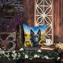 Load image into Gallery viewer, Belgian Sheepdog in Sunflowers Throw Pillow