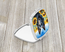 Load image into Gallery viewer, Belgian Sheepdog in Sunflowers Compact Mirror – Stylish Purse Mirror with Artistic Covers