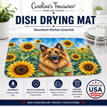 Load image into Gallery viewer, Belgian Tervuren in Sunflowers Dish Drying Mat Absorbent Dish Drying Mat Pad for Kitchen Counter Dish Drainer Mat for Countertop, 14 x 21", Multicolor