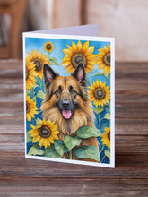 Load image into Gallery viewer, Belgian Tervuren in Sunflowers Greeting Cards - Blank Note Cards – 8-Pack of Artist-Designed Cards with Envelopes