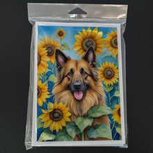Load image into Gallery viewer, Belgian Tervuren in Sunflowers Greeting Cards - Blank Note Cards – 8-Pack of Artist-Designed Cards with Envelopes