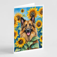 Load image into Gallery viewer, Belgian Tervuren in Sunflowers Greeting Cards - Blank Note Cards – 8-Pack of Artist-Designed Cards with Envelopes