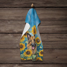 Load image into Gallery viewer, Belgian Tervuren in Sunflowers Kitchen Towel