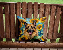 Load image into Gallery viewer, Belgian Tervuren in Sunflowers Throw Pillow - 14x14 Decorative Pillow – Art for Your Home &amp; Patio