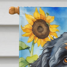 Load image into Gallery viewer, Bernedoodle in Sunflowers House Flag