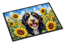 Load image into Gallery viewer, Bernedoodle in Sunflowers Doormat Front Door Mat Indoor Outdoor Rugs for Entryway, Non Slip Washable Low Pile, 24H X 36W