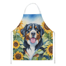 Load image into Gallery viewer, Bernese Mountain Dog in Sunflowers Apron – Artist-Designed Kitchen, BBQ &amp; Craft Apron