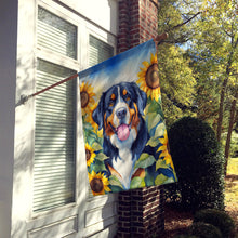 Load image into Gallery viewer, Bernese Mountain Dog in Sunflowers House Flag