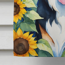 Load image into Gallery viewer, Bernese Mountain Dog in Sunflowers House Flag
