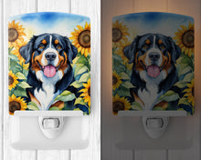 Load image into Gallery viewer, Bernese Mountain Dog in Sunflowers Ceramic Night Light