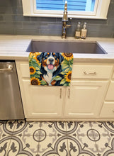 Load image into Gallery viewer, Bernese Mountain Dog in Sunflowers Kitchen Towel