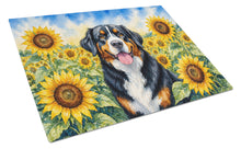 Load image into Gallery viewer, Bernese Mountain Dog in Sunflowers Cutting Board Tempered Glass Kitchen Cutting Surface, Heat Resistant Chopping Board with Non-Slip Feet, Decorative Food Prep &amp; Serving