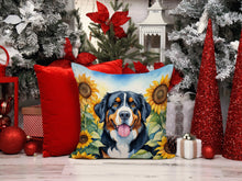 Load image into Gallery viewer, Bernese Mountain Dog in Sunflowers Throw Pillow - 14x14 Decorative Pillow – Art for Your Home &amp; Patio