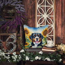 Load image into Gallery viewer, Bernese Mountain Dog in Sunflowers Throw Pillow
