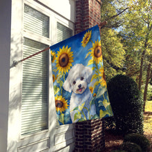 Load image into Gallery viewer, Bichon Frise in Sunflowers House Flag
