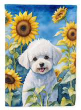 Load image into Gallery viewer, Bichon Frise in Sunflowers House Flag